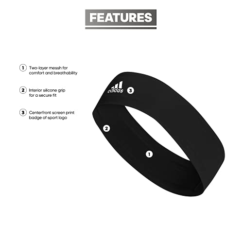 adidas Alphaskin 2.0 Elastic Headband, Black/White, One Size