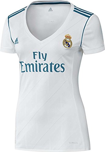 adidas H JSY W Camiseta 1ª Equipación Real Madrid 2017-2018, Mujer, Blanco/Azuint, 2XS