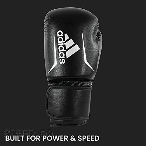 adidas Speed 50 - Guantes de Boxeo para Adulto, Color Negro y Blanco