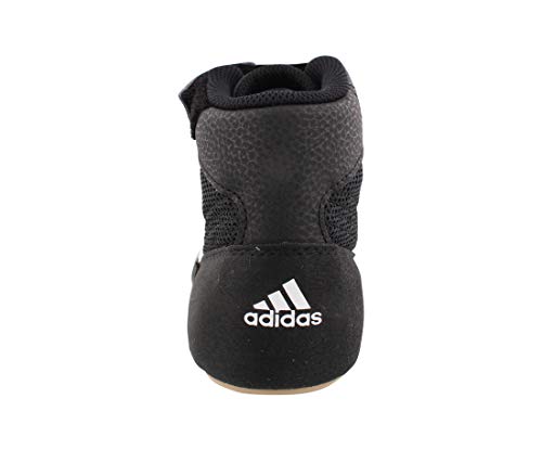 adidas Youth Boy's Kids HVC2 Wrestling Mat Shoe Ankle Strap (Black/White, 3.5)