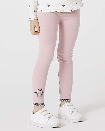 Adorel Leggings Algodón Pantalones Bordados Niñas Pack de 2 Rosa & Gris Claro 3-4 Años (Tamaño del Fabricante 110)