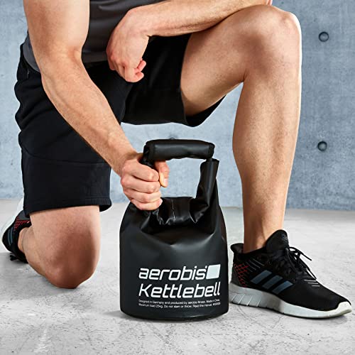 aerobis® Pesa rusa de fitness | Pesa rusa ajustable de 1 a 25 kg | rellenable variable con arena, bolas de acero o agua | ergonómica, acolchada, cuidadosa con el suelo