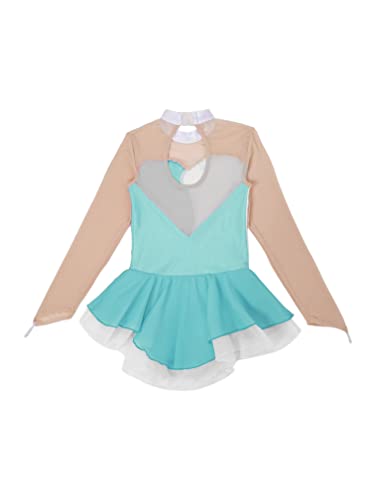 Agoky Maillot de Danza Gimnasia Leotardo Clásico Ballet Vestido de Patinaje Artistico de Manga Larga Traje de Bailarina para Niñas de 5 a 14 Años Azul Claro 9-10 años
