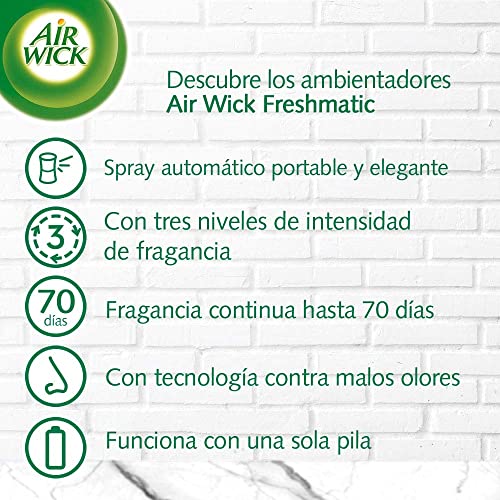 Air Wick Freshmatic - Recambios de ambientador spray automático, esencia para casa con aroma a Lirio de Luna y Satén de Seda - pack de 6