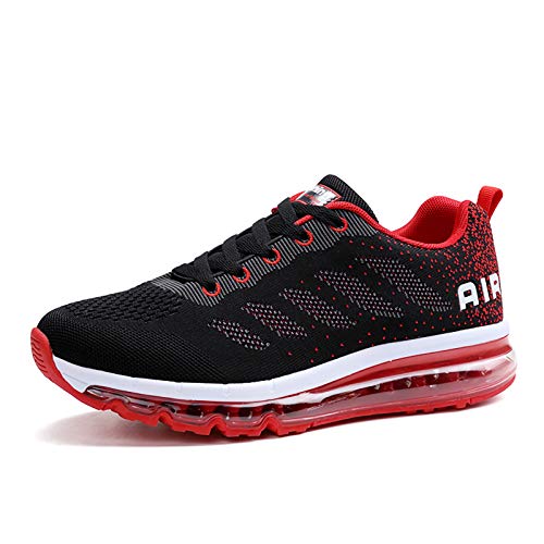 Air Zapatillas de Running para Hombre Mujer Zapatos para Correr y Asfalto Aire Libre y Deportes Calzado Unisexo Black Red 38