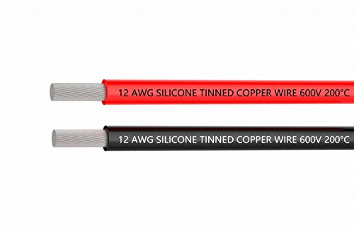 Alambres eléctricos 12 alambre de gancho de silicona de calibre Cable 3 m [1,5 m negro y 1,5 m rojo] suave y Flexible 680 Strands de alambre de cobre estañado alta resistencia a la temperatura
