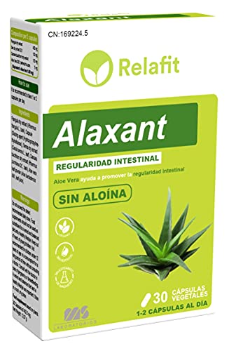 Alaxant – 30 Cápsulas | Relafit – Laboratorios MS | Laxante Natural Vegano | Aloe Vera Sin Aloína | Suministro 1 mes | Tratamiento eficaz contra el estreñimiento y acelera la digestión