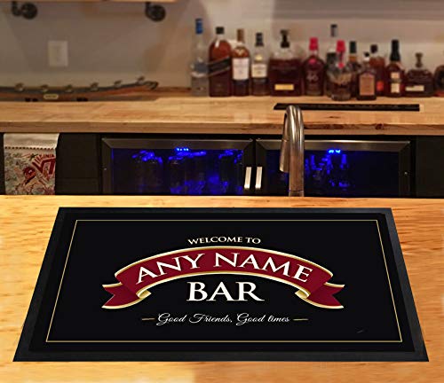 Alfombrilla de barra de bar personalizable, con cinta roja, alfombrilla para barras, cervezas, pubs