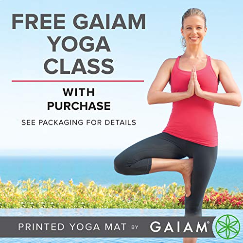 Alfombrilla de yoga Gaiam con impresión premium, reversible, extra gruesa, antideslizante, para ejercicios de yoga, pilates y ejercicios de piso, metal, sol y luna, 6 mm