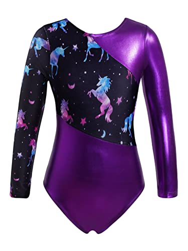 Maillot de Danza / Gimnasia para Niña y Mujer Mangas Largas Color Morado  Violeta