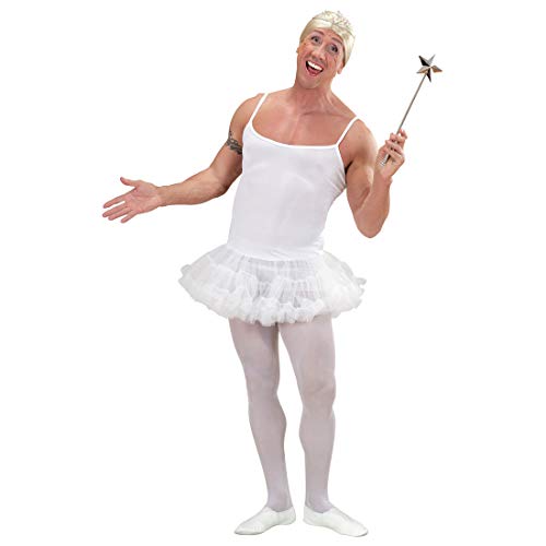 Amakando Divertido Disfraz para Hombre bailarín de Ballet/Blanco M/L (ES 50/52) / Cómico Traje de Ballet tutú para Verdaderos Hombres/Insuperable para Fiestas temáticas y Festivales