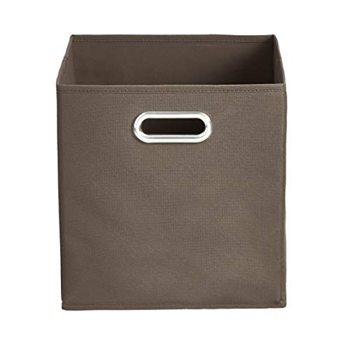 Amazon Basics - Cajas de almacenamiento de tela, con forma de cubo, plegables, con ojales metálicos, 6 unidades, gris topo