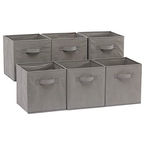 Amazon Basics - Cubos de almacenamiento plegables (pack de 6), Gris