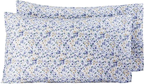 Amazon Basics - Funda de almohada de microfibra, 2 unidades, 50 x 80 cm - Azul floral