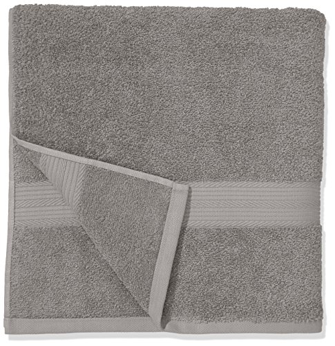 Amazon Basics - Juego de toallas (colores resistentes, 2 toallas de baño), color gris