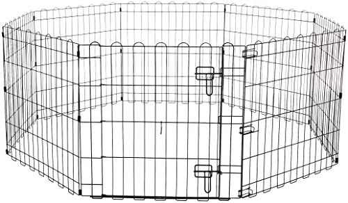 Amazon Basics - Parque de juegos y ejercicios para mascotas, paneles de valla metálica con puerta, plegable, 152,4 x 152,4 x 60,9 cm