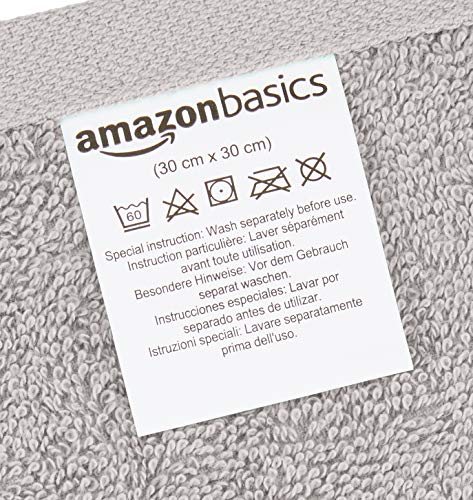 Amazon Basics - Toallas de algodón, 12 unidades, Gris