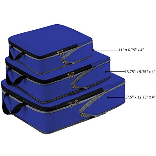 Amazon Brand - Eono Organizadores de Viaje de compresión expandibles, Impermeable Organizador de Maleta, Cubos de Embalaje, Compression Packing Cubes - Navy, 3-Set