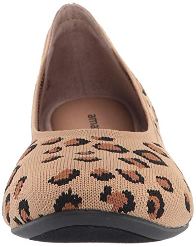 Amazon Essentials Knit Ballet Flat Flats-Shoes, Marrón, Estampado de Leopardo, 44 EU Ancho