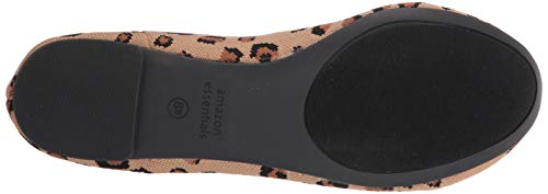 Amazon Essentials Knit Ballet Flat Flats-Shoes, Marrón, Estampado de Leopardo, 44 EU Ancho