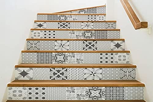 Ambiance-Live col-stairs-ROS-A924_15x105cm_6bandes Stickers Adhesivos Escalera carrelages, Vinilo, Multicolor, 6 bandes de 15x105 cm, 6