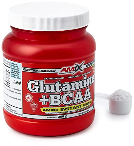AMIX - Bcaa Glutamina - 300 Gramos - Complemento Alimenticio de Glutamina en Polvo - Reduce el Catabolismo Muscular - Óptimo para Deportistas - Sabor Cola - Aminoácidos Ramificados