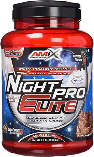 AMIX - Proteína Isolada Night Pro Elite - Gran Aporte de Aminoácidos Ramificados - Suplemento para Ganar Masa Muscular - Ideal para Batidos de Proteínas - Sabor Chocolate -1 KG