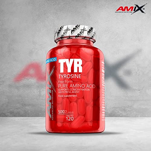 AMIX - Suplemento Alimenticio Tyrosine en 120 Cápsulas - Ayuda a Reducir la Grasa - Aporta Energía y Contribuye a Eludir el Catabolismo - Suplemento Deportivo