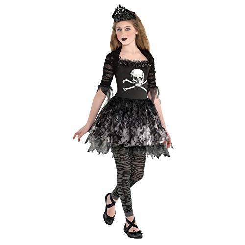 amscan Ballerina Dress Costume-Age 10-12 Years-1 Pc Disfraz de bailarina zombi para niños de 10 a 12 años, 1 unidad, color negro, 44-47 (9904992)