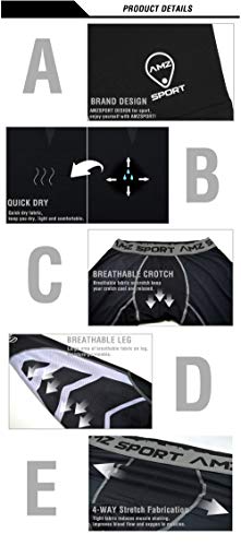 AMZSPORT Pantalón de Compresión Para Hombre Deportes de Secado Rápido Baselayer Funcionamiento Pantalón Plata XXL
