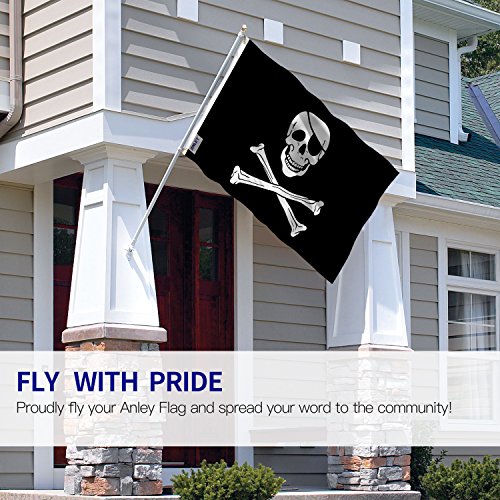 Anley Fly Breeze Bandera Jolly Roger de 3x5 pies con Parche - Color Vivo y Resistente a la decoloración UV - Encabezado de Lienzo y Doble Costura - Banderas Piratas de poliéster con Ojales
