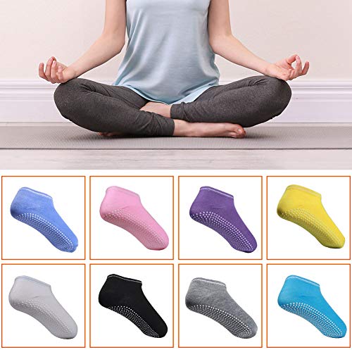 Aoblok 8 pares Calcetines Antideslizante de Yoga Pilates Eportes Ropa Mujer Accesorios
