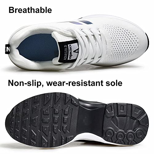 AONEGOLD Zapatillas de Deporte Transpirables Mujer Zapatillas de Cuña para Alta Talón Plataforma 8.5 cm Wedge Sneakers 1298 Blanco 36 EU