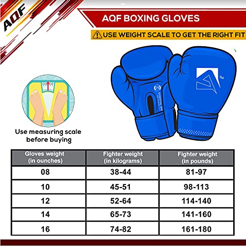 AQF Guantes De Boxeo para MMA Muay Thai Boxing Bag Guantes Boxeo De Kick Boxing Saco De Boxeo De Pie Y Punching con Capas Extra De Acolchado (Azul, 12oz)