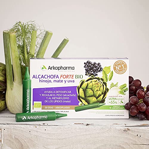 Arkopharma Arkofluido Alcachofa Forte BIO 20 Ampollas, Eliminar Toxinas del Organismo + Asesoramiento Nutricional, Complemento Alimenticio