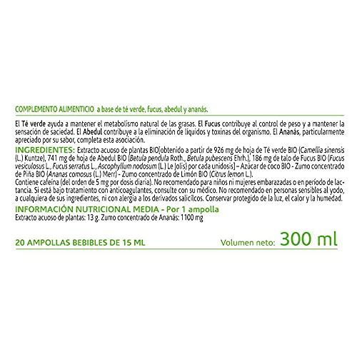 Arkopharma Arkofluido Quemagrasa Bio 20 Ampollas, Control de Peso, Saciante, Elimina Líquidos y Toxinas + Asesoramiento Nutricional, Complemento Alimenticio