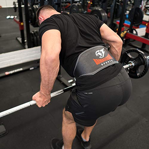ARMAGEDDON SPORTS Cinturón Musculación para Halterofilia Levantamiento de Pesas Gimnasio Fitness Gym - 15 cm de Ancho Protección Lumbar - Cuero Auténtica para Hombre y Mujer