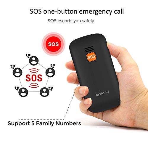 Artfone Teléfonos Móviles para Mayores Mayores con SOS botón,CS181 Senior, Fácil de Usar Celular para Ancianos con Negro