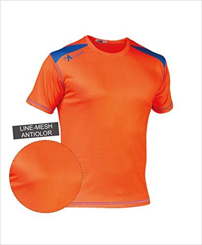 ASIOKA 182/17 Camiseta técnica combinada Unisex para Adultos de m/Corta, Naranja/Royal, XXL