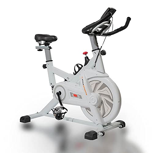 ATAA Power 300 Bicicleta de spinning - Blanco- Bicicleta estática de fitness, bicicleta estática con pantalla LCD con monitorización de calorías, velocidad, distancia y pulsómetro
