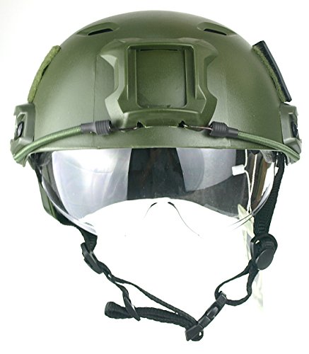 ATAIRSOFT Estilo militar del ejército SWAT Combat BJ Base Jump Fast casco w/gafas protectoras OD verde para CQB Shooting Airsoft Paintball