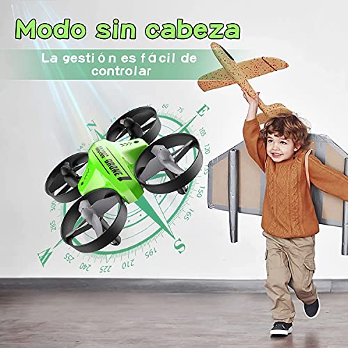 ATOYX Mini Drone para Niños, RC Helicopter Quadcopter AT-66C, 3D Flips, Modo sin Cabeza, Estabilización de Altitud, 3 Velocidades,3 Baterías, Regalo para Niños y Principiantes (Verde)