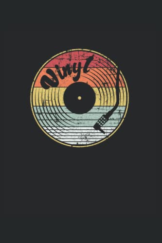 Audio Disco de Vinilo Retro Grunge: Cuaderno de líneas forrado, 6 "x9" (15,24 x 22,86 cm), 120 páginas, papel crema, cubierta mate