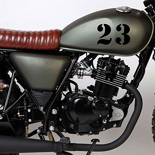 Autodomy Pegatinas Números Moto Café Racer Vintage Custom Pack 10 Unidades para Moto (Negro)