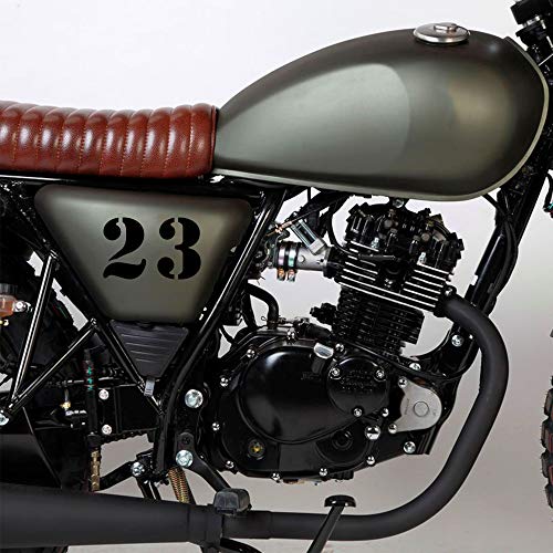 Autodomy Pegatinas Números Moto Café Racer Vintage Custom Pack 10 Unidades para Moto (Negro)