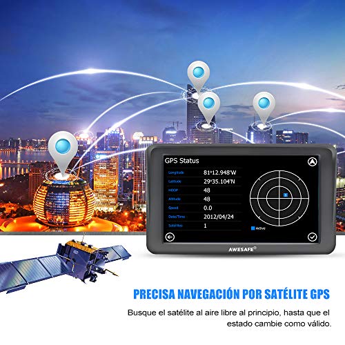 AWESAFE Navegador GPS para Coches con Visera y Bluetooth de 7 Pulgadas, con Mapas Últimos y Actualizaciones de por Vida