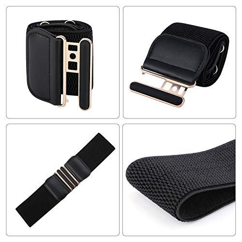 AYPOW Cinturones elásticos para mujer, cinturones anchos, cinturones para vestido, cinturones finos con hebilla metálica muy brillante