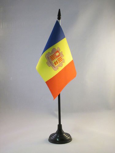 AZ FLAG Bandera de Mesa de Andorra 15x10cm - BANDERINA de DESPACHO ANDORRANA 10 x 15 cm