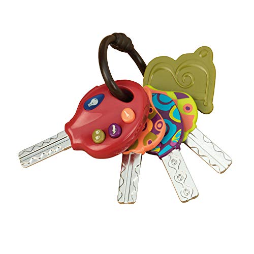 B. toys - LucKeys 4 llaves de juguete texturizadas para bebés y niños pequeños - Sonidos de linterna y coche - 100% no tóxico y sin BPA
