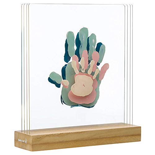 Baby Art My Family Prints Kit de impresión para crear la huella de las manos de toda la familia, original idea regalo, con base de madera